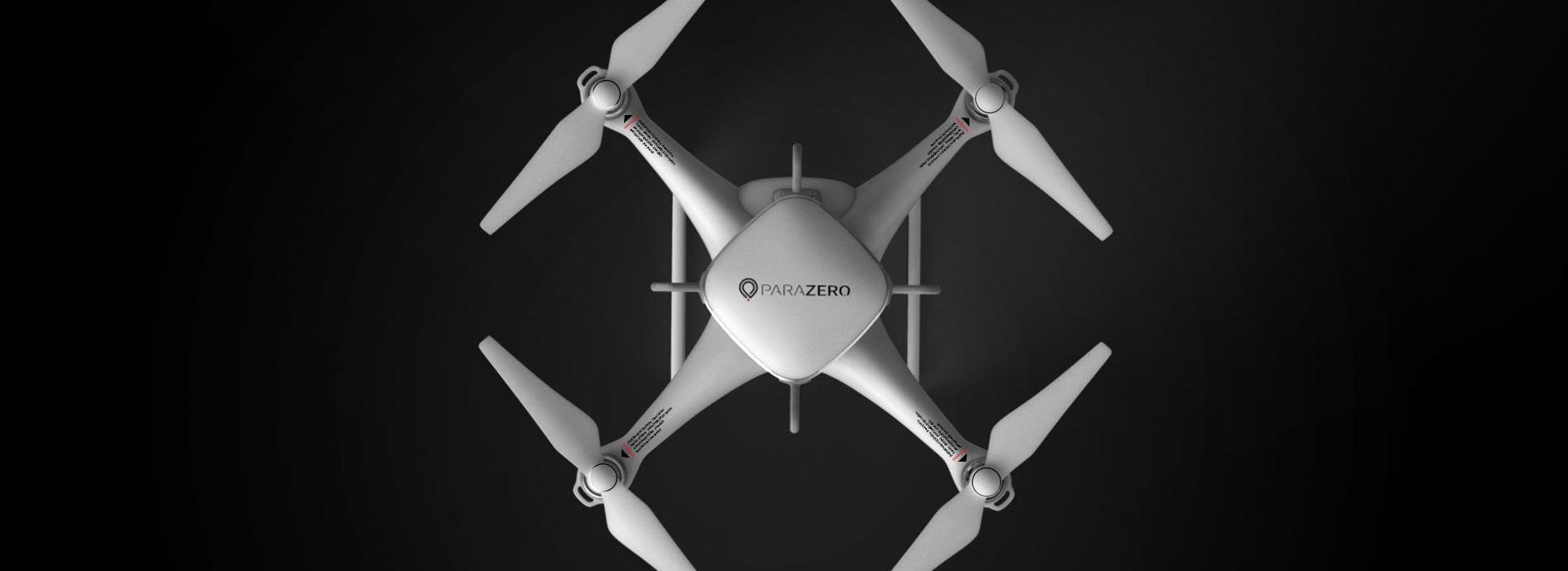 Top view of Parazero drone black background.